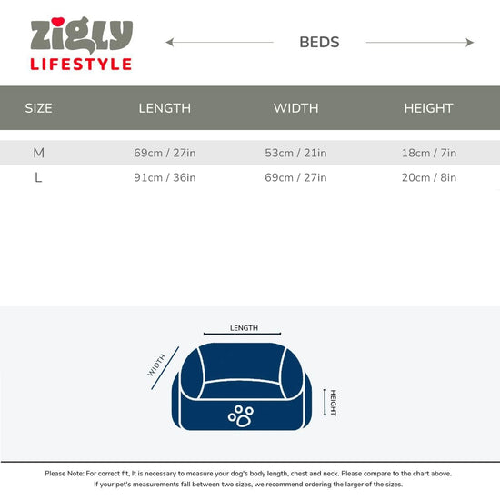 ZL Daisy Printed Lounger Dog Bed - Navy