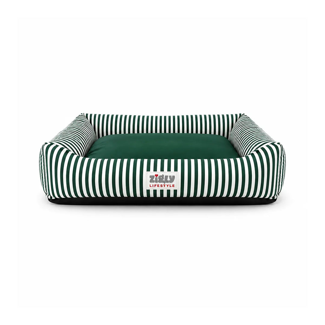 ZL Green Stripe Lounger Dog Bed