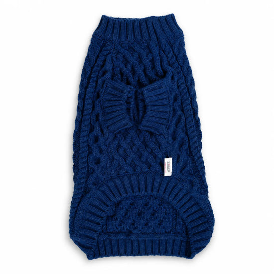Zigly Lifestyle Winter Tails Classic Cable Knit Dog Sweater - Blue