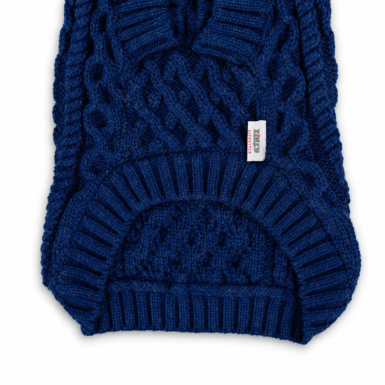 Zigly Lifestyle Winter Tails Classic Cable Knit Dog Sweater - Blue