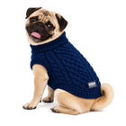 Zigly Lifestyle Winter Tails Classic Cable Knit Dog Sweater - Blue