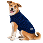 Zigly Lifestyle Winter Tails Classic Cable Knit Dog Sweater - Blue