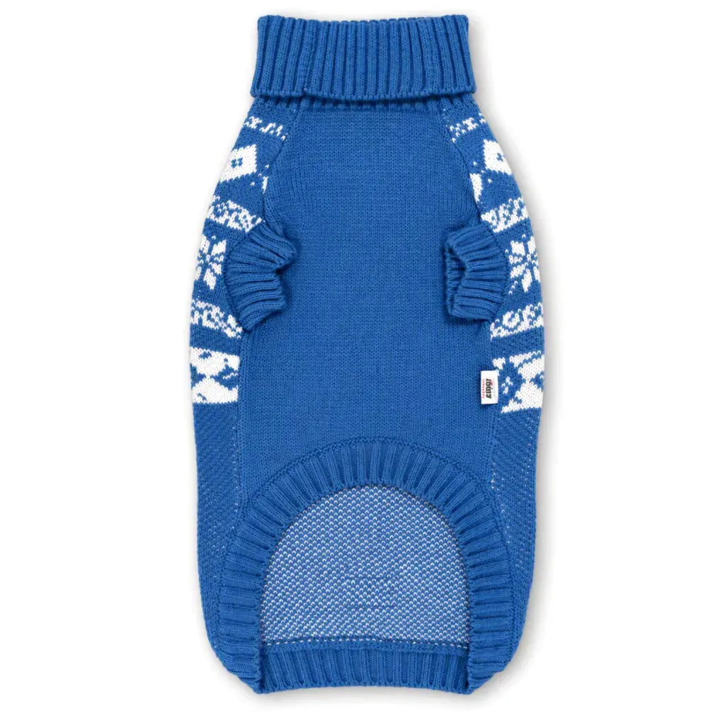 Zigly Lifestyle Winter Tails Christmas Knit Dog Sweater - Frost Blue