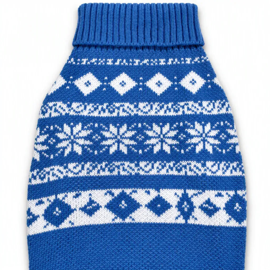 Zigly Lifestyle Winter Tails Christmas Knit Dog Sweater - Frost Blue