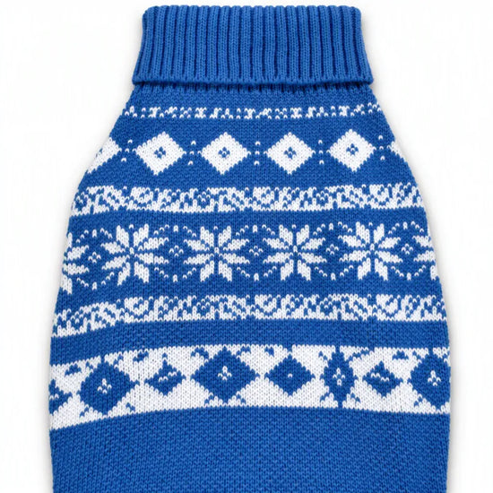 Zigly Lifestyle Winter Tails Christmas Knit Dog Sweater - Frost Blue