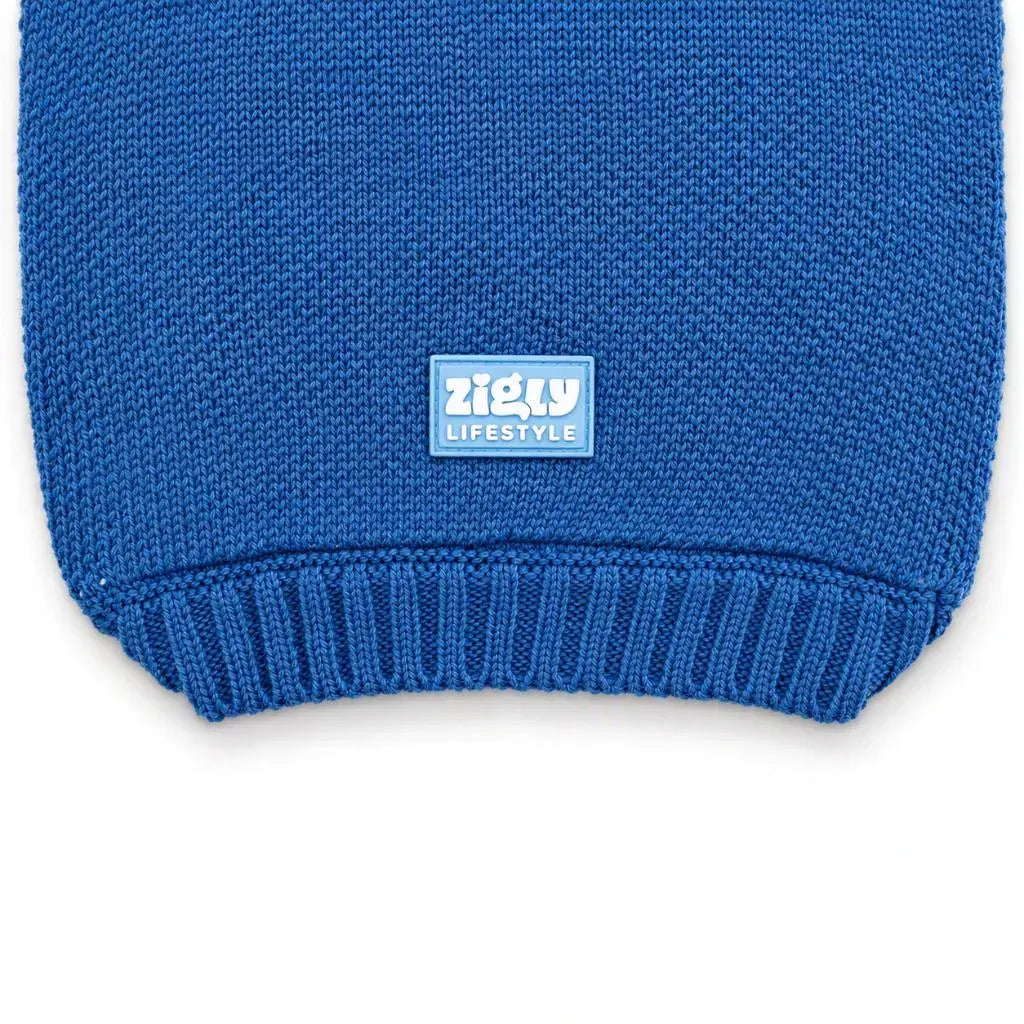 Zigly Lifestyle Winter Tails Christmas Knit Dog Sweater - Frost Blue