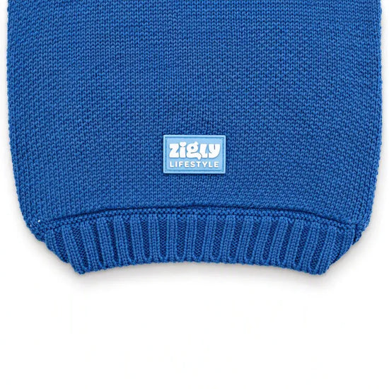 Zigly Lifestyle Winter Tails Christmas Knit Dog Sweater - Frost Blue