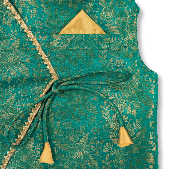 ZL Royal Teal Brocade Kurta for Dogs