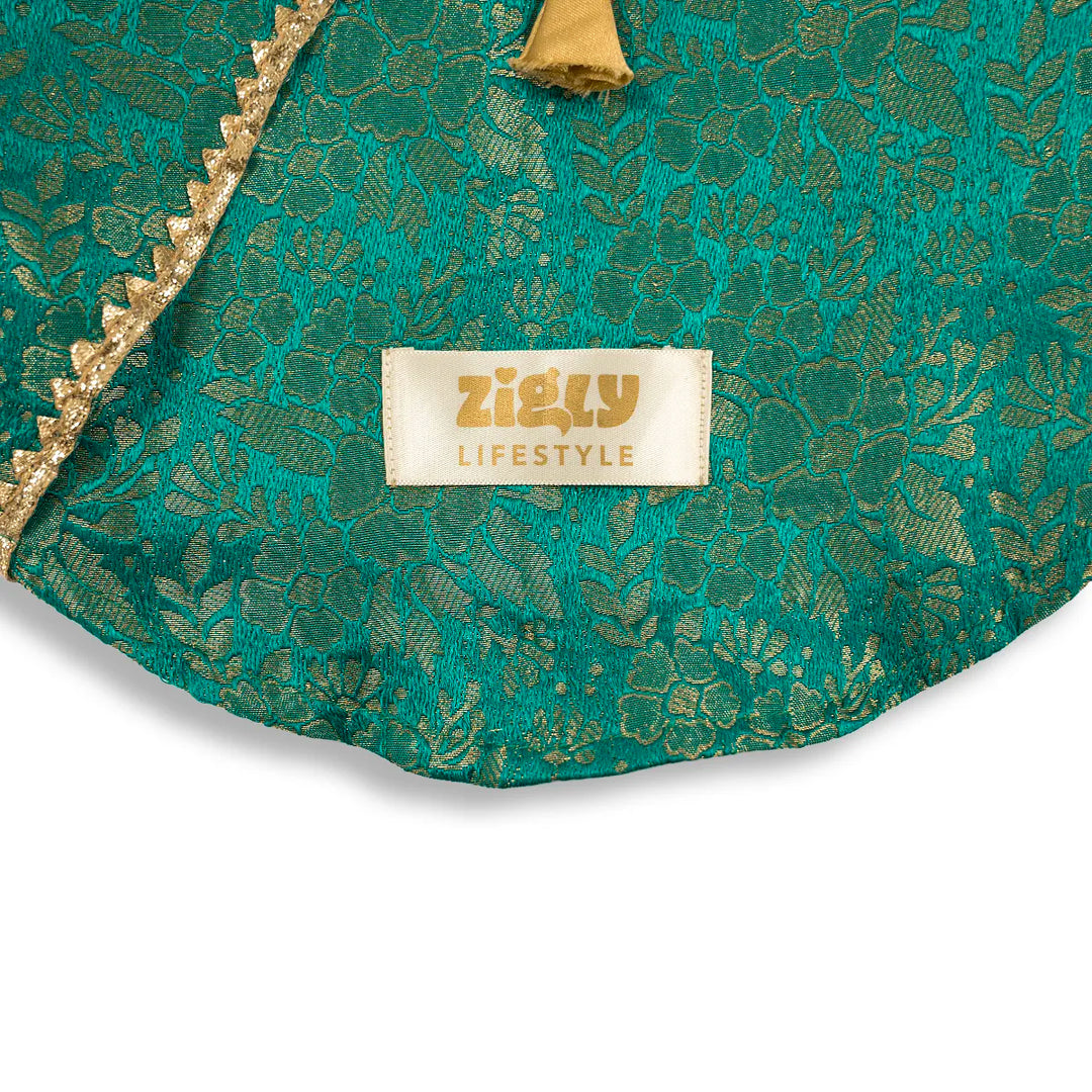 ZL Royal Teal Brocade Kurta for Dogs