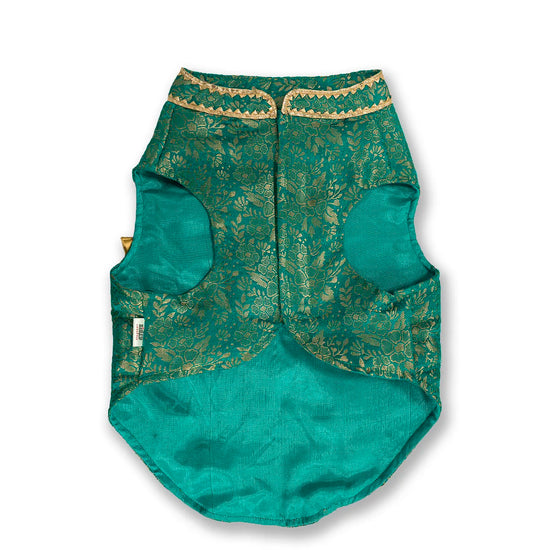 ZL Royal Teal Brocade Kurta for Dogs