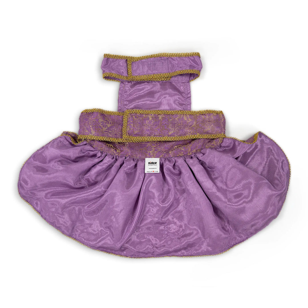 ZL Mauve Brocade Lehenga for Dogs
