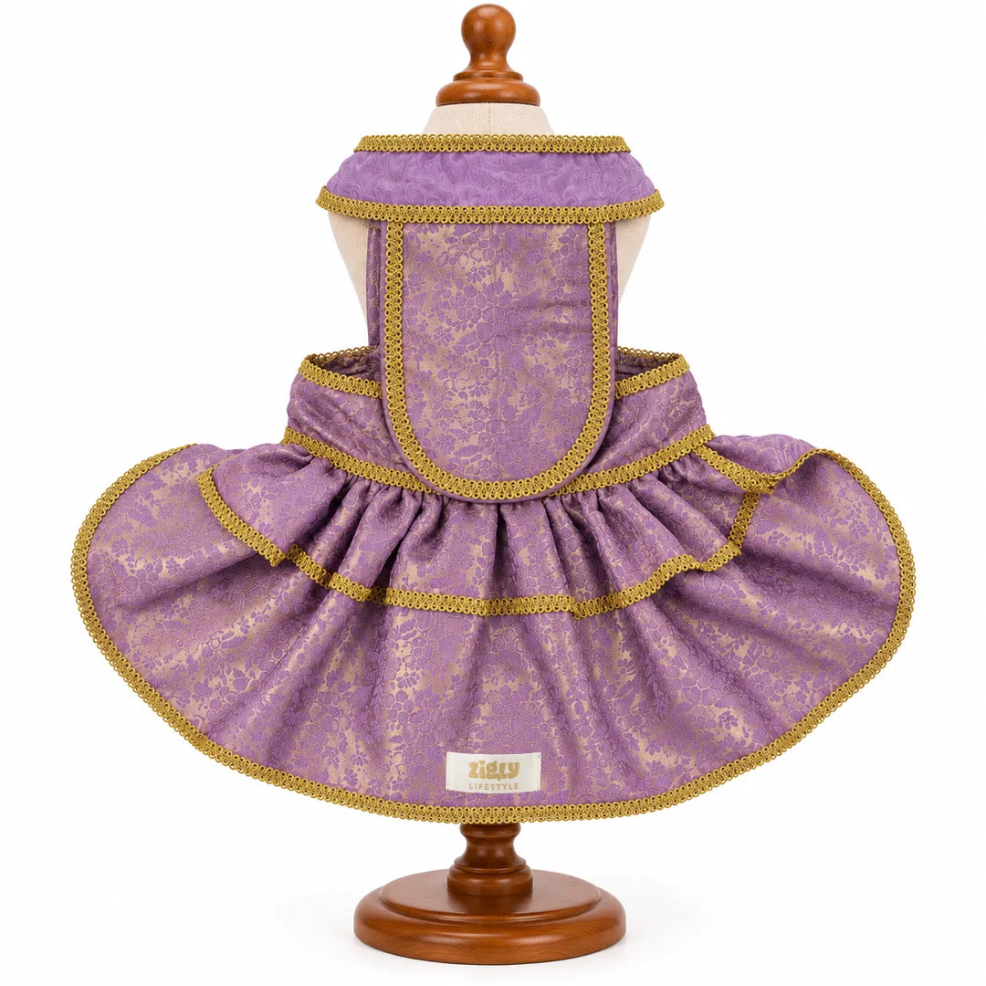ZL Mauve Brocade Lehenga for Dogs