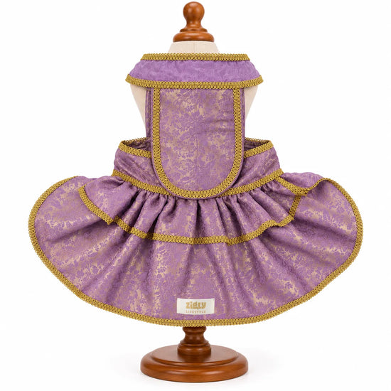 ZL Mauve Brocade Lehenga for Dogs