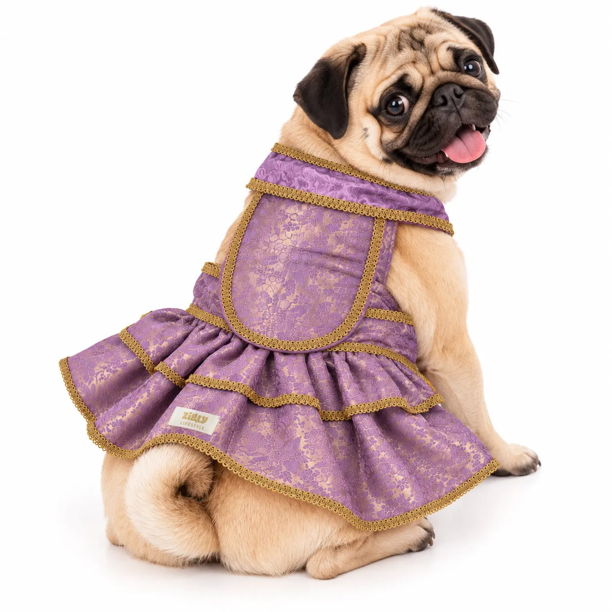 ZL Mauve Brocade Lehenga for Dogs