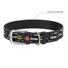 Waudog Genuine Leather Batman Pattern Dog Collar Black