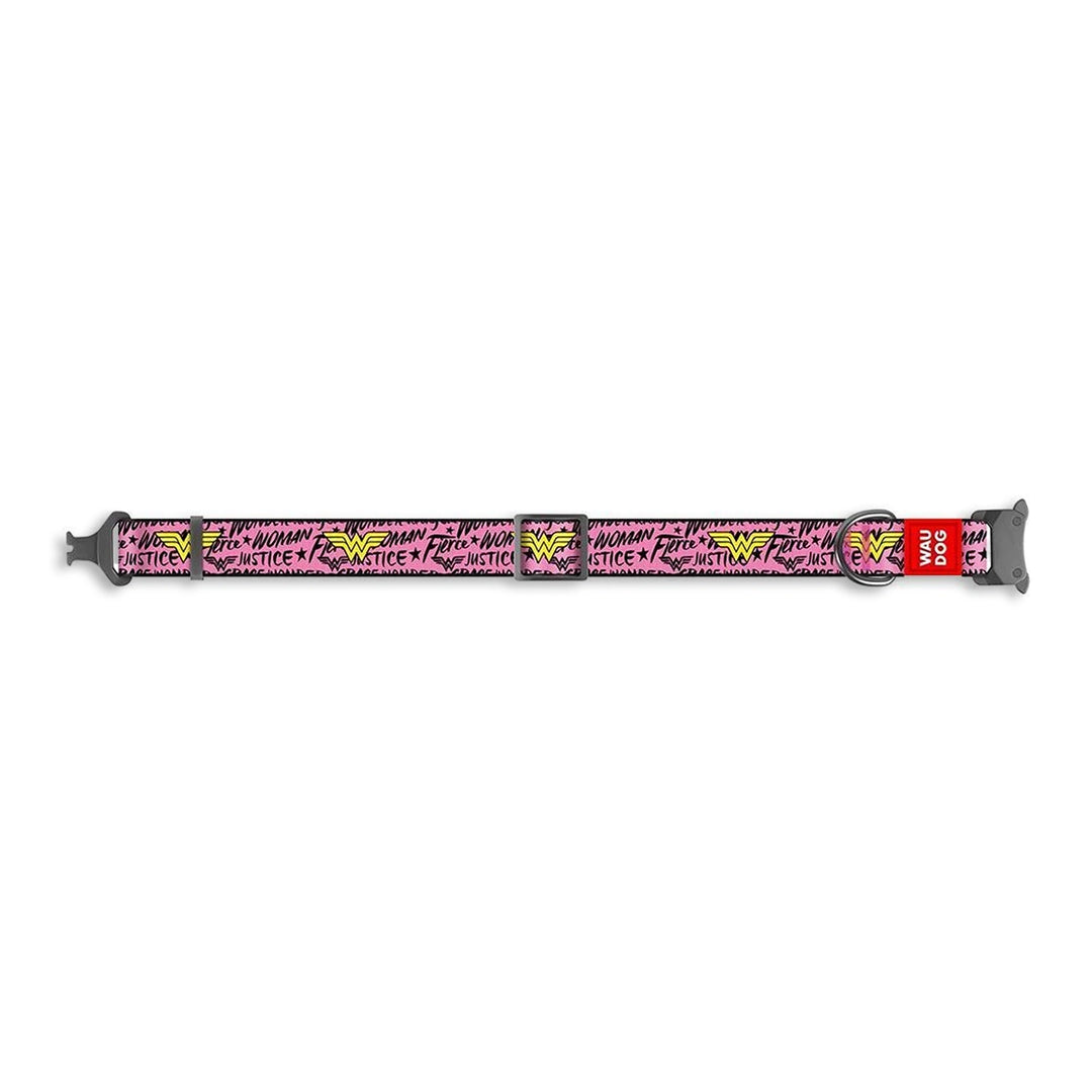 Waudog Wonder Woman Pattern Metal Fastex Nylon Dog Collar