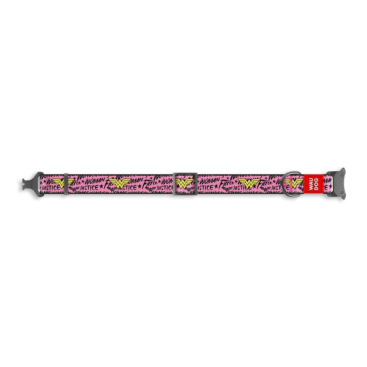 Waudog Wonder Woman Pattern Metal Fastex Nylon Dog Collar