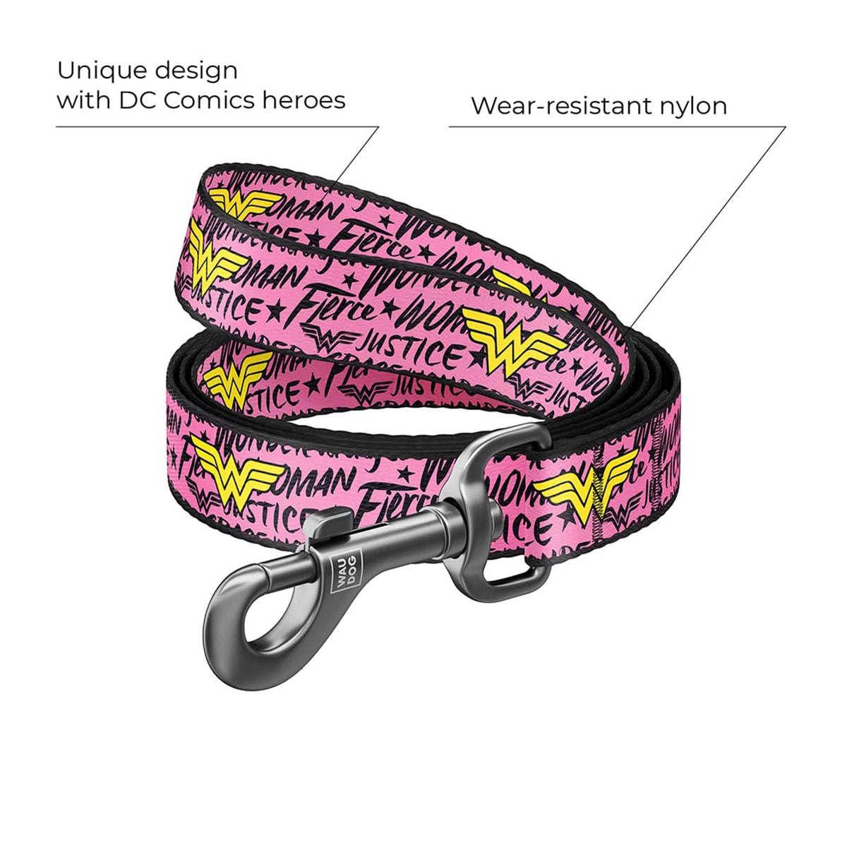 Waudog Wonder Woman Pattern Nylon Dog Leash