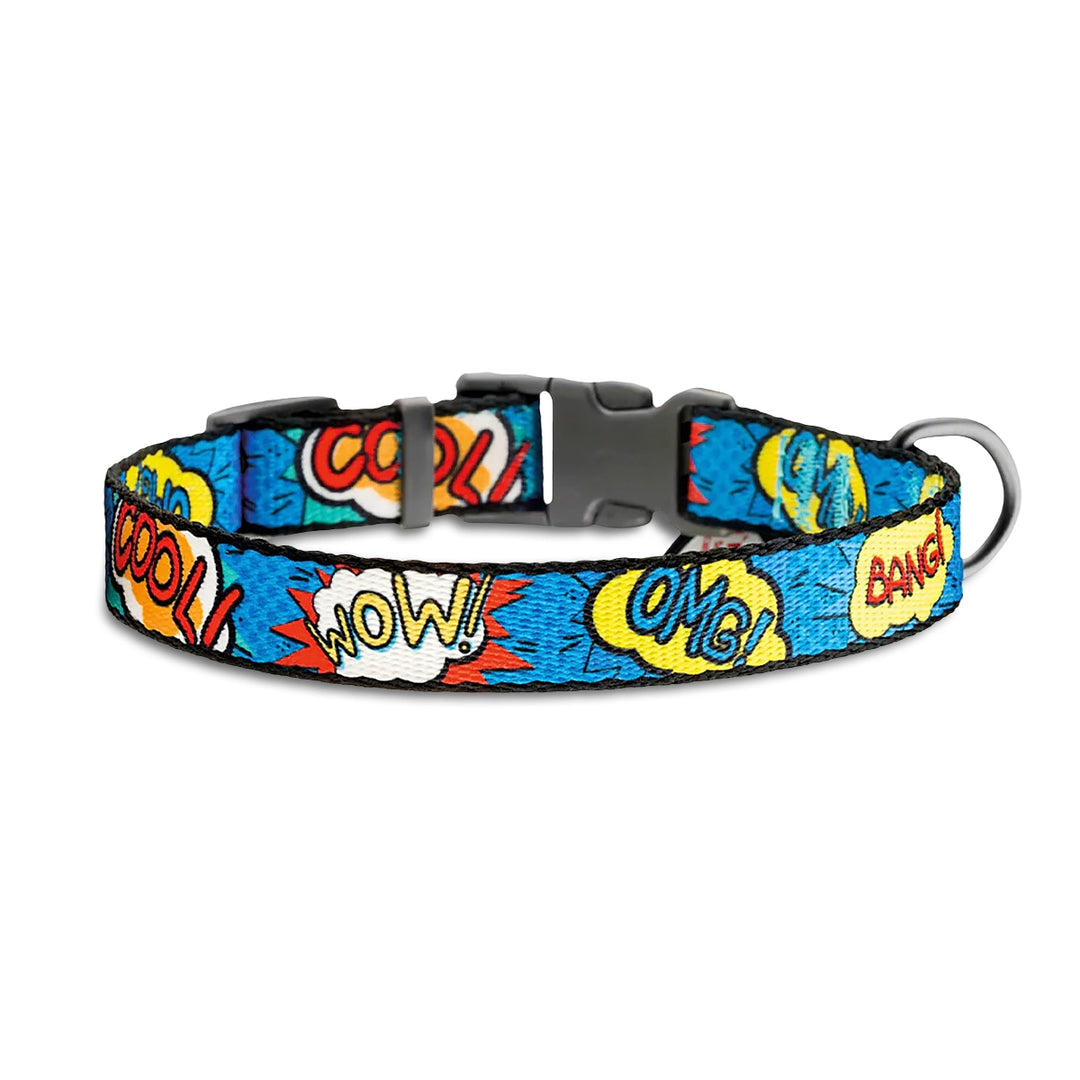 Waudog WOW Pattern Metal Fastex Nylon Dog Collar
