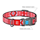 Waudog Etno Red Pattern Plastic Fastex Nylon Dog Collar
