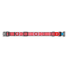 Waudog Etno Red Pattern Plastic Fastex Nylon Dog Collar