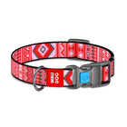 Waudog Etno Red Pattern Plastic Fastex Nylon Dog Collar