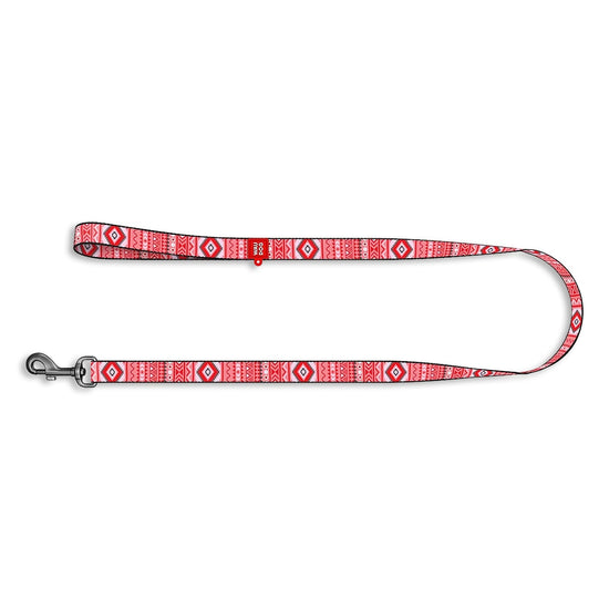 Waudog Etno Red Pattern Nylon Dog Leash