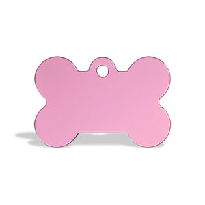 Zigly Personalised Dog & Cat Name Tag – Bone – Pink - Small