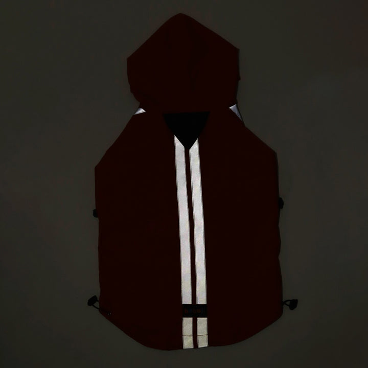 beboji Jacket Style Reflective Raincoat for Dogs with Hoodie - Red-S