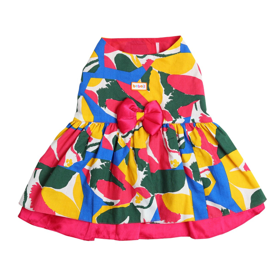 beboji-vibrant-printed-pink-flare-dog-frock