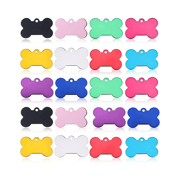 Zigly Personalised Dog & Cat Name Tag - Bone - Small -Assorted Colours