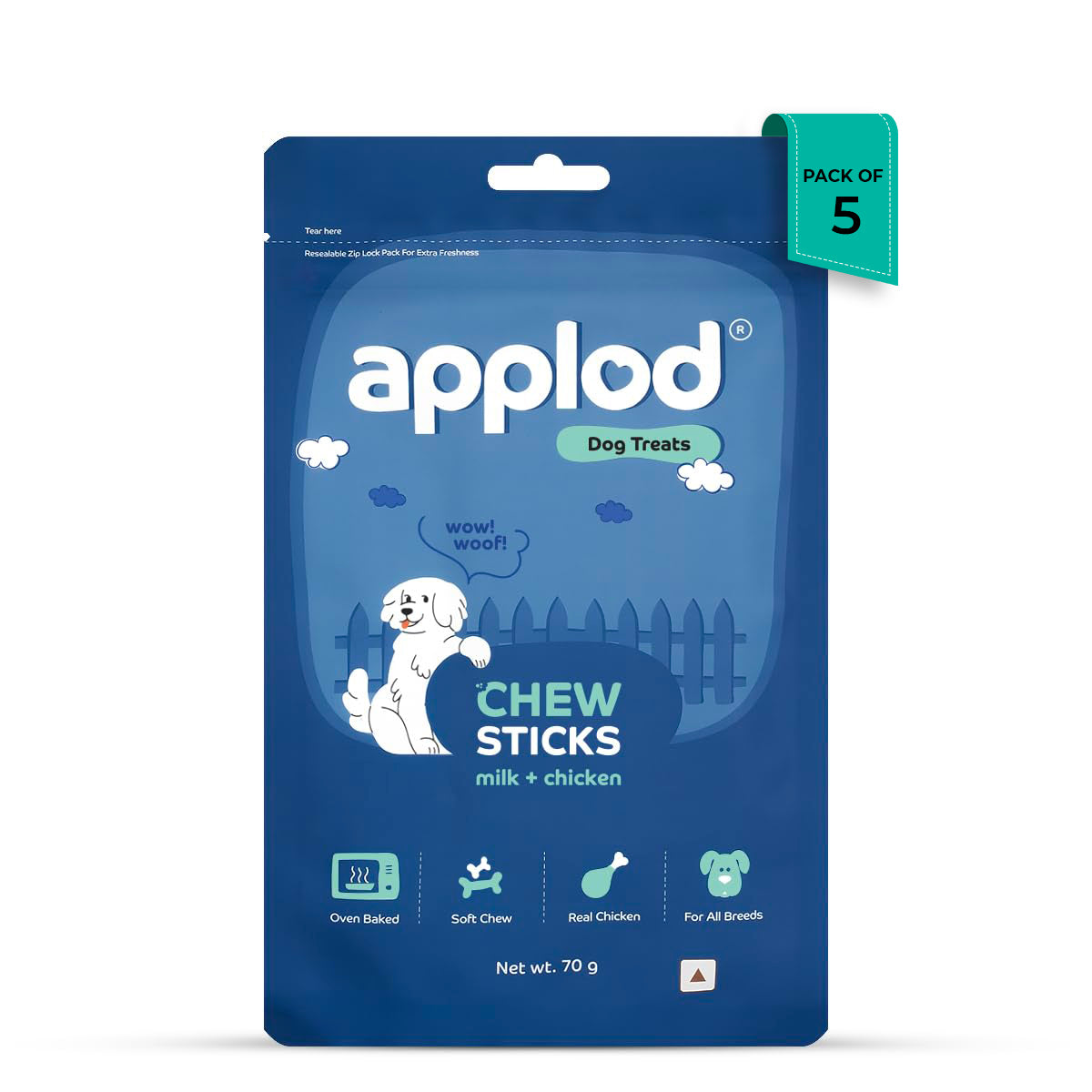 Applod Soft Milk Chew Sticks Dog Treat - 70g