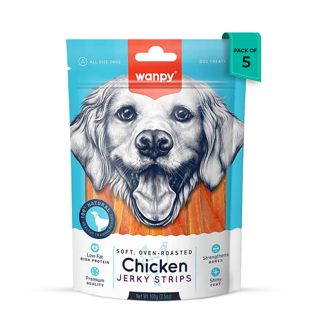 Wanpy Chicken Jerky Strips Dog Treat - 100g