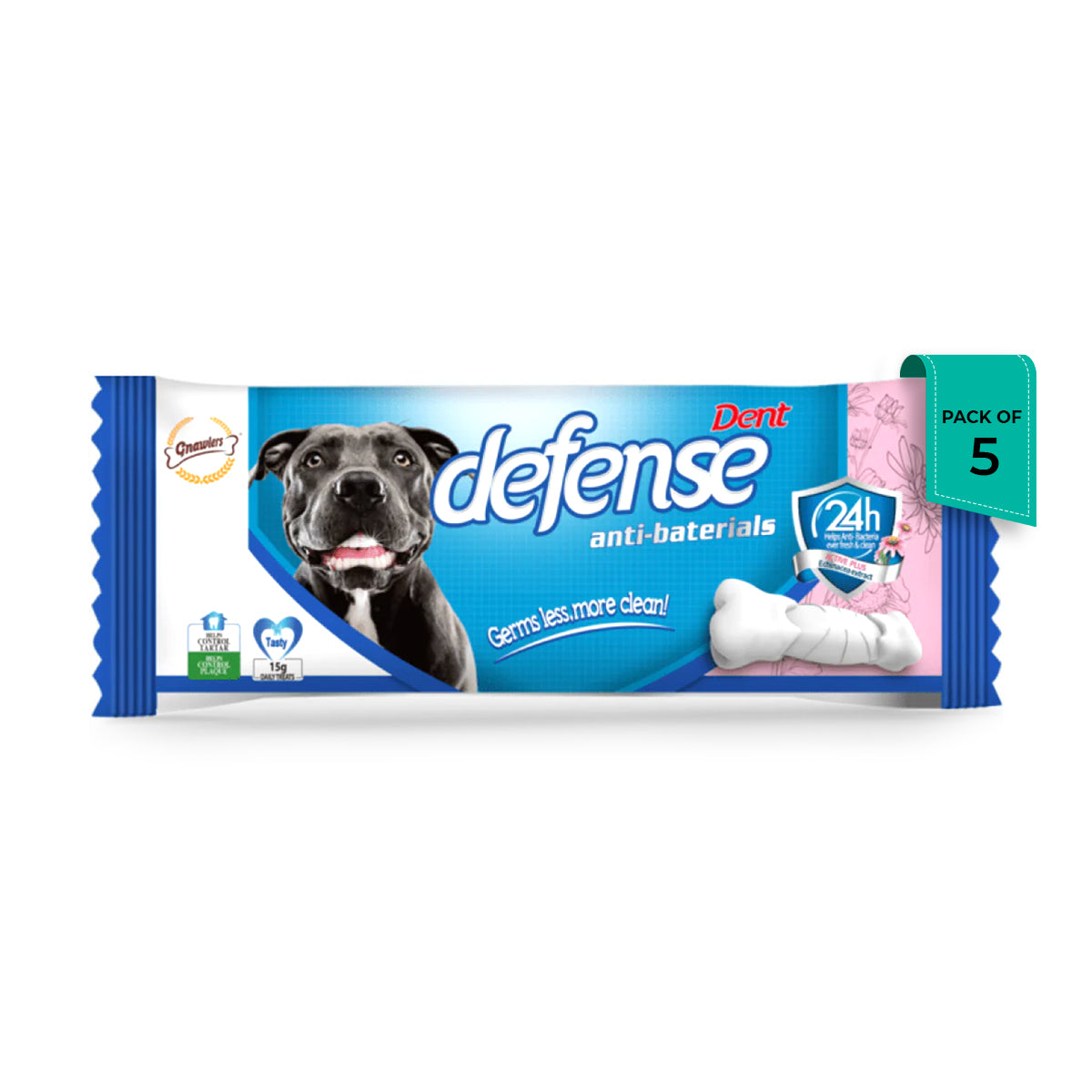 Gnawlers Grain-Free Dent Defense Anti-Bacterial Chew Bone Dog Dental Treat