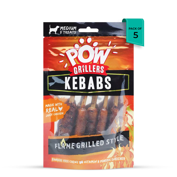Imaginelles Pow Grillers Kebabs Meaty Dog Treat - 5 Pieces - 115g