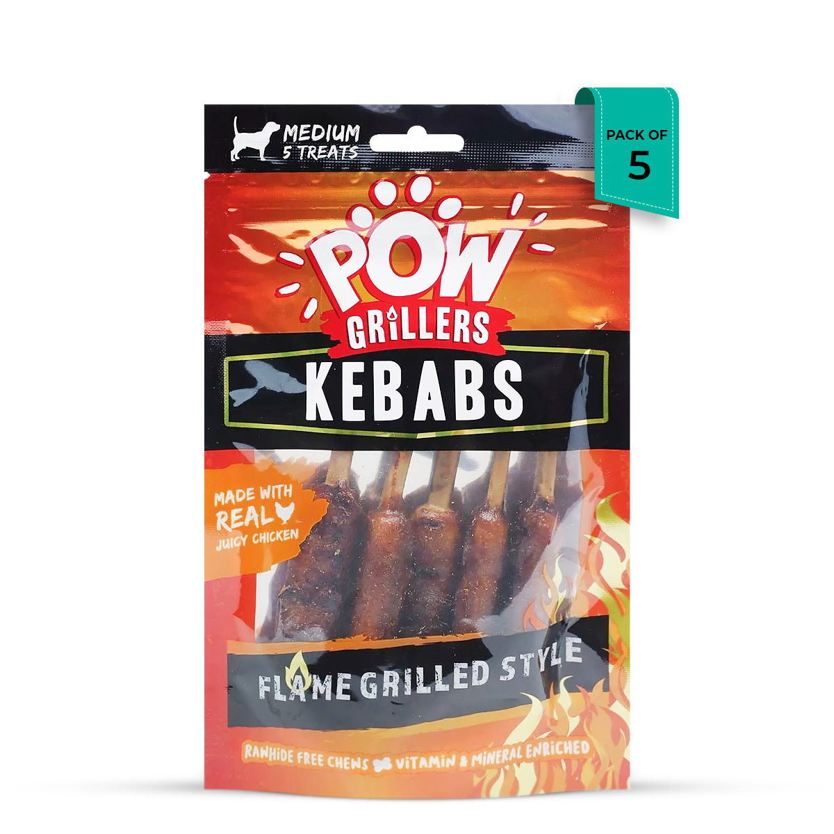 Imaginelles Pow Grillers Kebabs Meaty Dog Treat - 5 Pieces - 115g