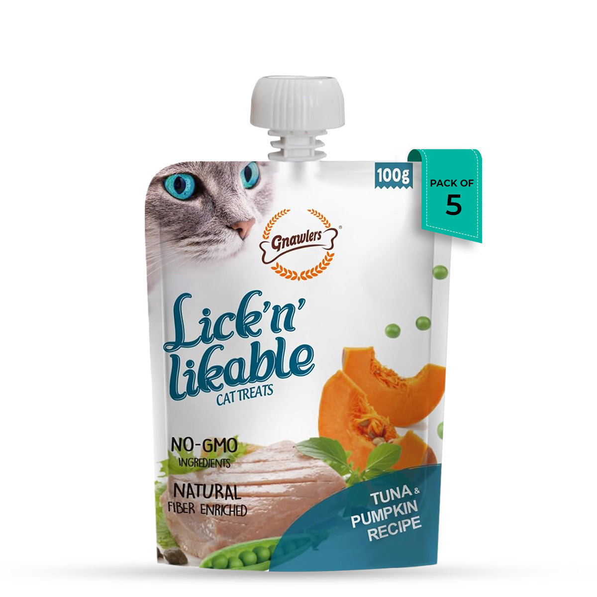 Gnawlers Lick n Lickeble Tuna Pumpkin Recipe Cat Treat - 100g
