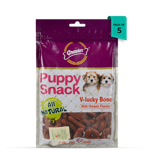 Gnawlers Puppy Snack V Lucky Bone Chicken Flavor Puppy Treat - 270g