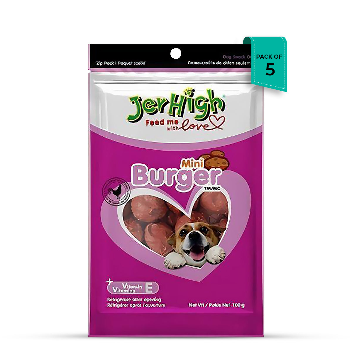 JerHigh Mini Burger Dog Meaty Treat - 100g