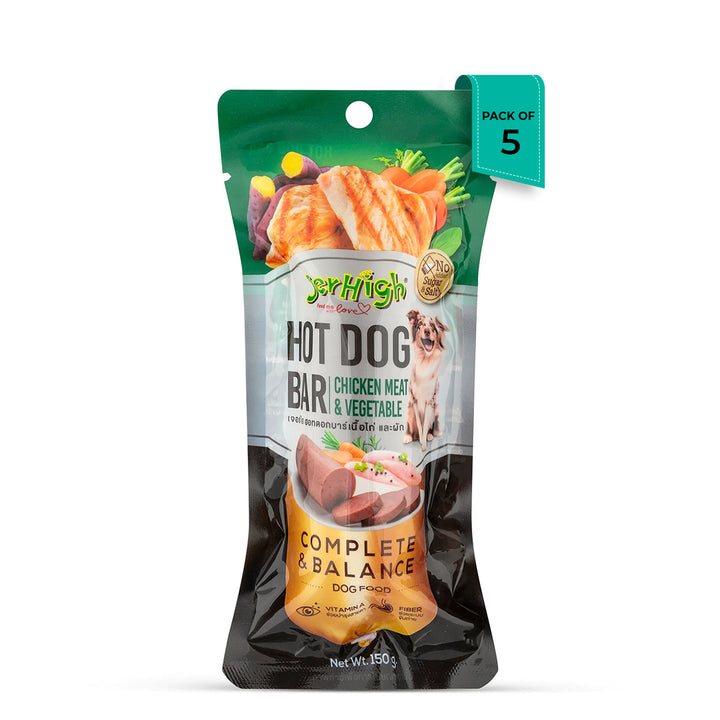 JerHigh Hotdog-Bar Chicken and Vegetable Dog Meaty Treat - 150g