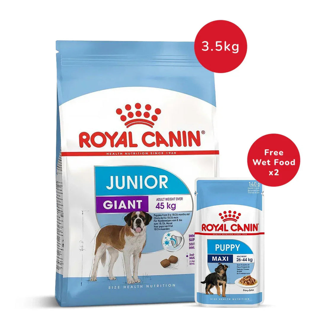 Royal Canin Giant Junior Dry Dog Food kg Maxi Puppy Wet Dog Food (140gm x 2)
