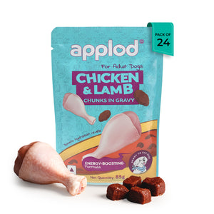 Applod Chicken & Lamb Chunks In Gravy Adult Wet Dog Food - 85g