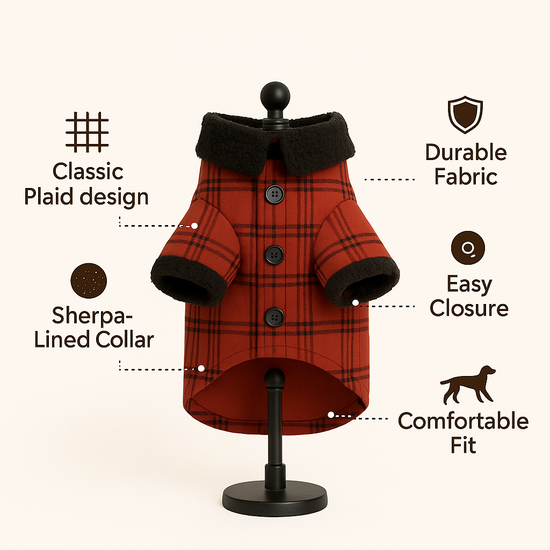 ZL Varsity Plaid Dog Jacket - Rust