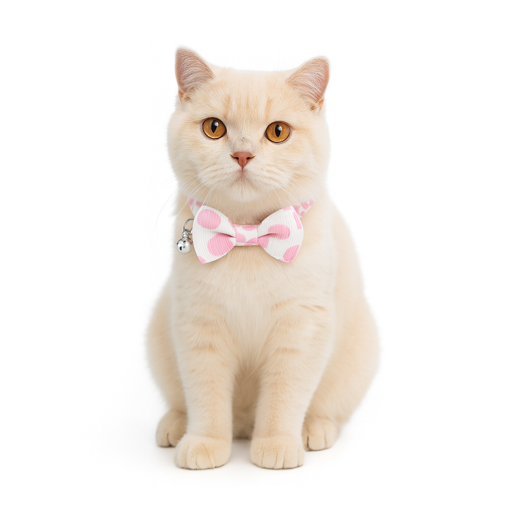 ZL Rosy Dot Bell & Bow Cat Collar