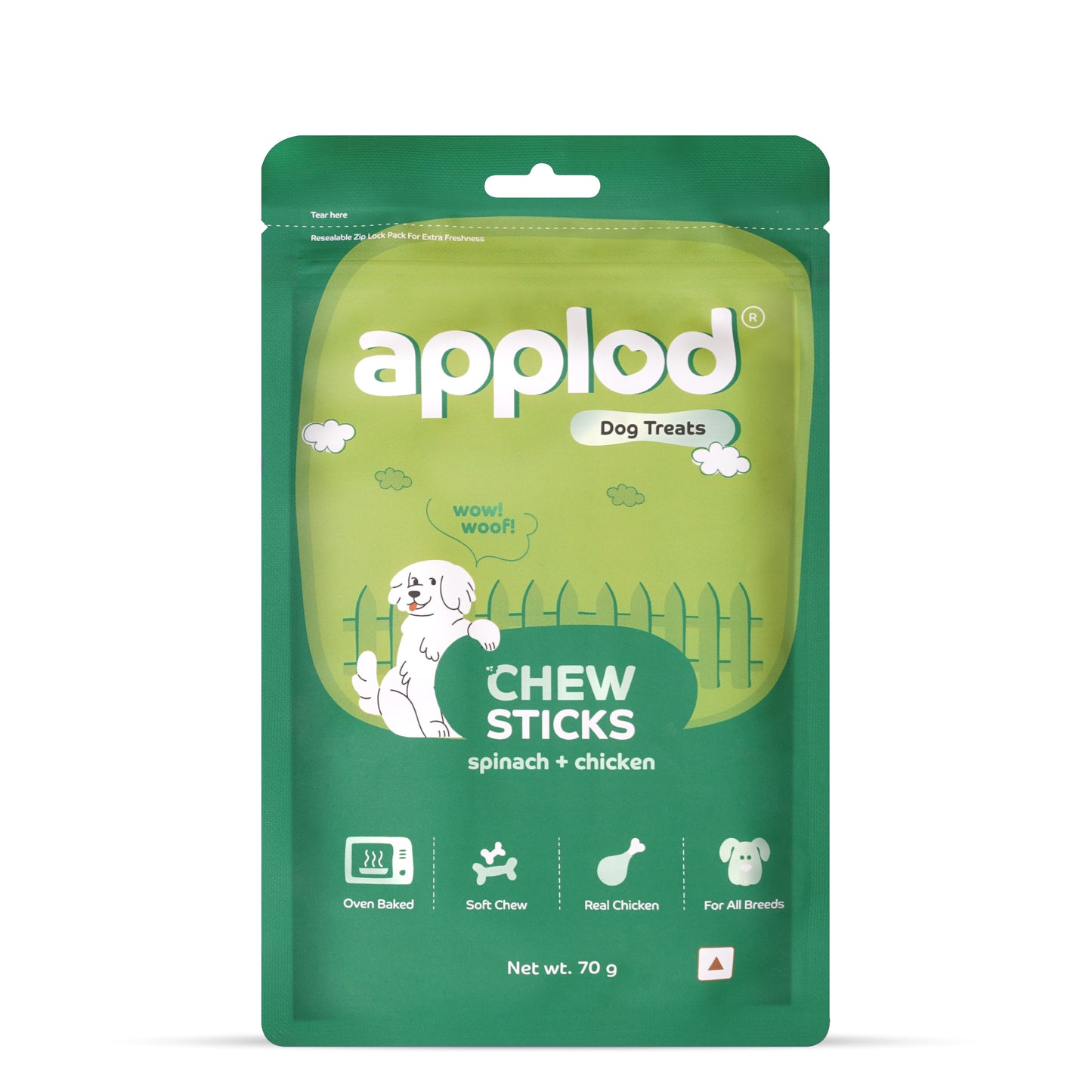Applod Soft Spinach Chew Sticks Dog Treat - 70g