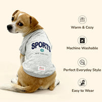 ZL Varsity Game Of Bones Sweatshirt for Dogs - Grey Melange