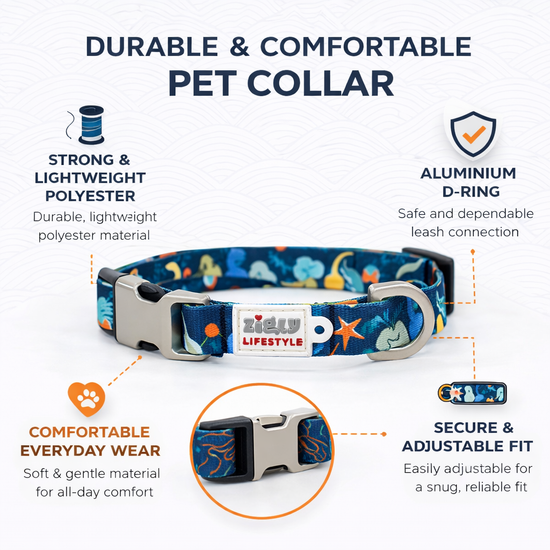 Zigly Lifestyle Tropical Tails Adjustable Dog Collar