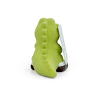 zigly dinosaur squeaky dog toy in green, shaped like a cartoon reptile, rear view