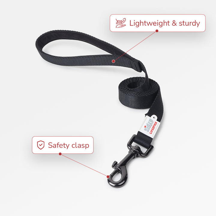 ZL Classic Padded Dog Leash – Black