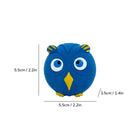 Zigly blue owl squeaky puppy toy with wide eyes and size dimensions, pet toy